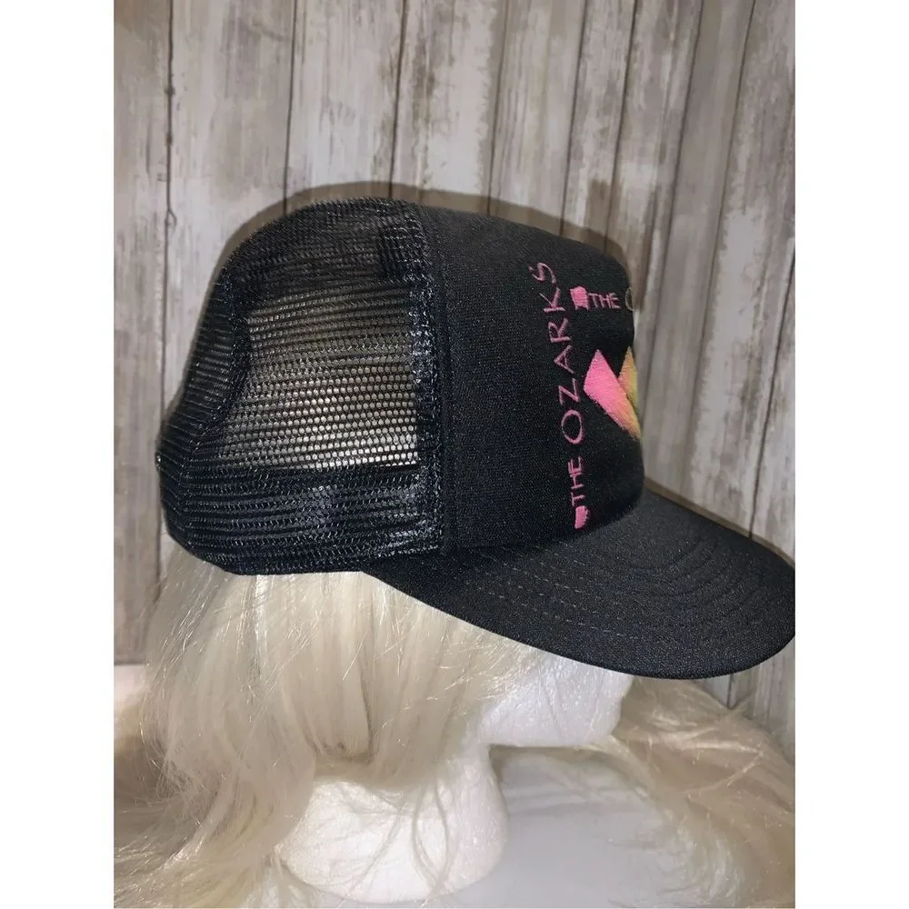 ‎Vintage OZARKS Black Neon Graphic Trucker Hat